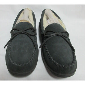 My Slippers MENS SUEDE LEATHER MOCCASIN Charcoal Size 8 New no Box